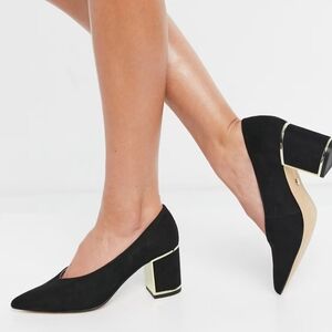 OFFICE London Moneypot block heel pointed shoes in black